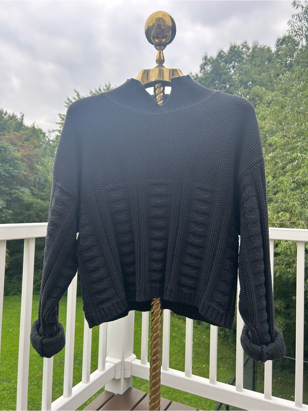 Vintage Black Textured Knit Women's Sweater